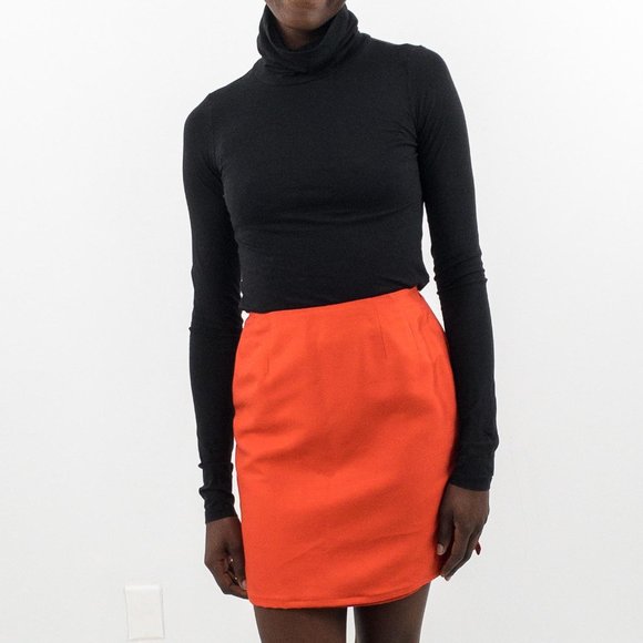 Vintage 90s XS Silk Wool Mini Skirt Valentines Red - Picture 2 of 7